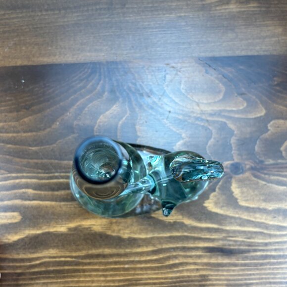 Vintage Glass Duck Bud Vase Clear Handblown Etched Glass Bird Figurine Vase - Picture 11 of 16